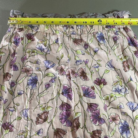 Victorias Secret Lounge Pajama Pants Silk Trim Wide Leg Floral Womens Sz M Pink - Picture 5 of 8